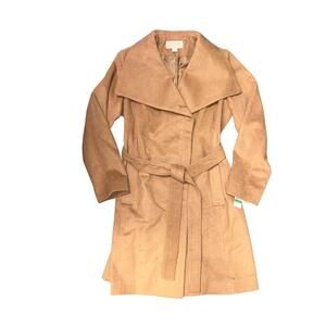 NEW POLO RALPH LAUREN women's wool belted wrap solid coat in camel